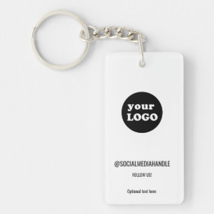 Minimalist White Custom Business Logo Keychain