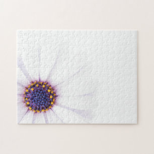 Minimalist White Daisy flower on White Background Jigsaw Puzzle