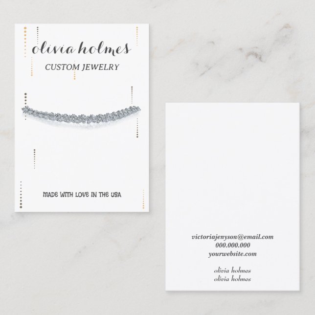 Minimalist white diamond jewellery business card (Front/Back)