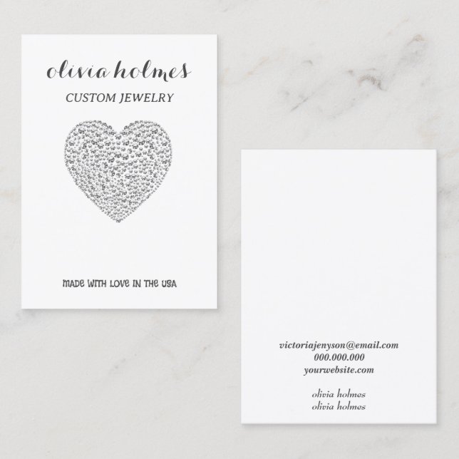Minimalist white diamond jewellery business card (Front/Back)