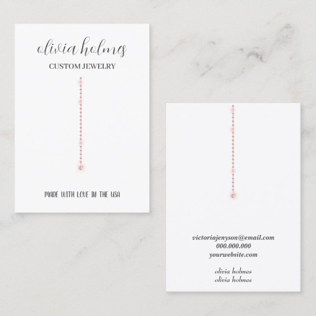 Minimalist white diamond jewellery business card (Front/Back)