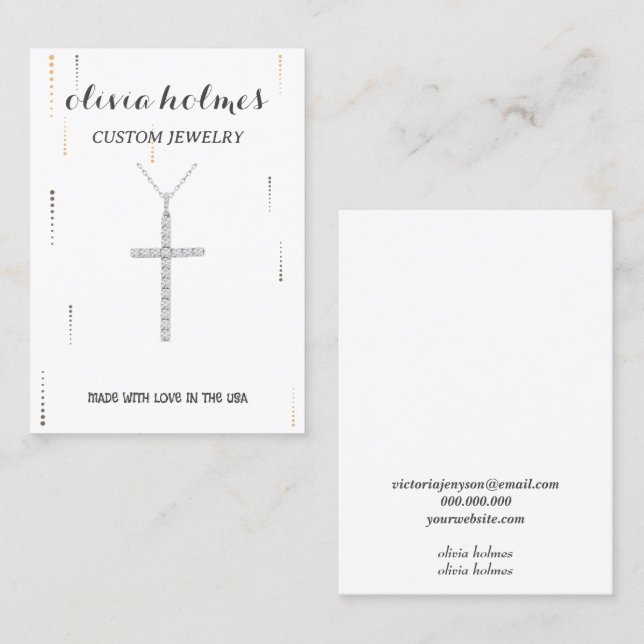 Minimalist white diamond jewellery business card (Front/Back)