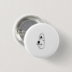 Minimalist White Dog Profile Personalized Gift 1 Inch Round Button