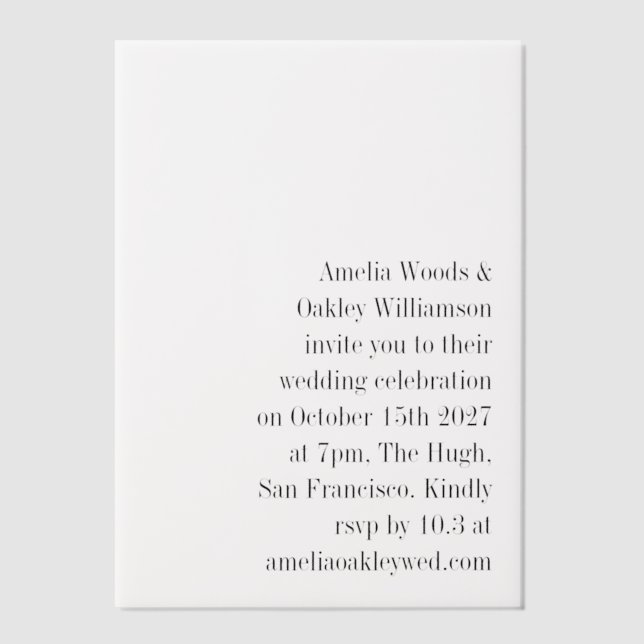 Minimalist White Elegant Stylish Modern Wedding Vellum Invitations (Front)