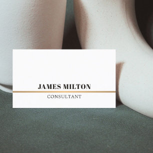 Minimalist White Faux Copper Line Consultant Business Card