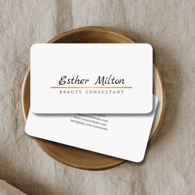 Minimalist White Faux Copper Line Consultant Business Card (Creator Uploaded)