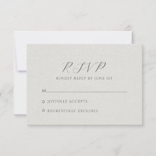 Minimalist White Faux Linen RSVP Card