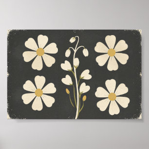 Minimalist White Floral Art Poster