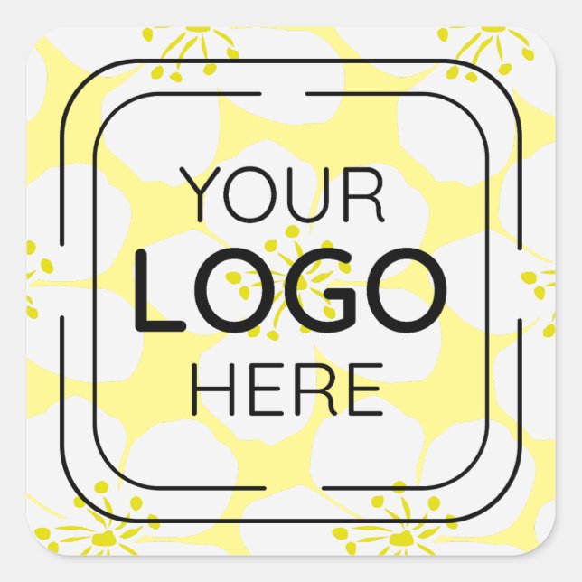 Minimalist White Floral Pattern Square Sticker (Front)