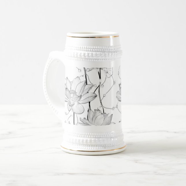 Minimalist White Flower Coffee Mug (Front Left)