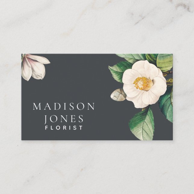 Minimalist White Flower Florist Business Card (Front)