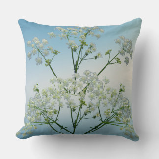 Minimalist White Flower Macro Photography Collage Throw Pillow