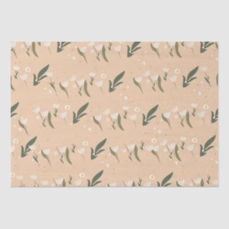 Minimalist White Flower Pattern on Neutral  Tissue Paper