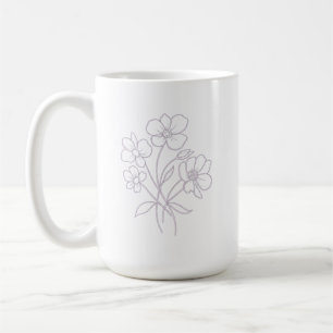 minimalist white flowers on black aesthetic coffee mug