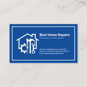 Minimalist White Frame Handyman Tools Home Business Card