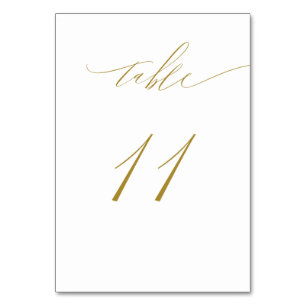 Minimalist White Gold Elegant Script 11 Wedding Table Number