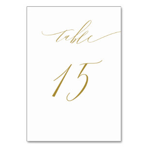 Minimalist White Gold Elegant Script 15 Wedding Table Number