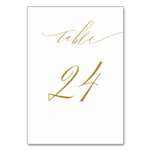 Minimalist White Gold Elegant Script 24 Wedding Table Number