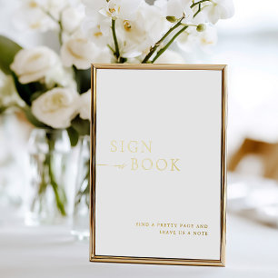 Minimalist White & Gold Foil Guest Book Sign