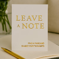 Minimalist White & Gold Guest Book Sign 