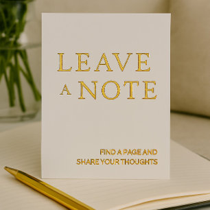 Minimalist White & Gold Guest Book Sign  Foil Holiday Card