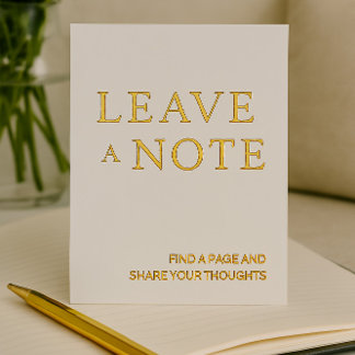 Minimalist White & Gold Guest Book Sign Foil Holiday Card