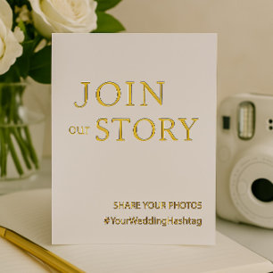 Minimalist White & Gold Hashtag Sign Foil Invitati Holiday Card