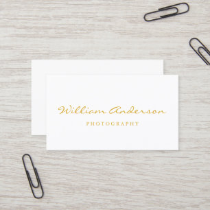Minimalist White Gold Script Elegant Simple & Chic Business Card