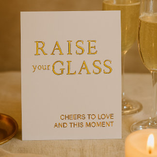 Minimalist White & Gold Wedding Bar Sign Foil  Holiday Card