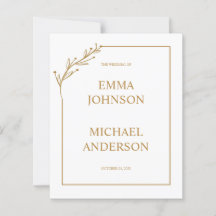 Minimalist White & Gold Wedding Invitation