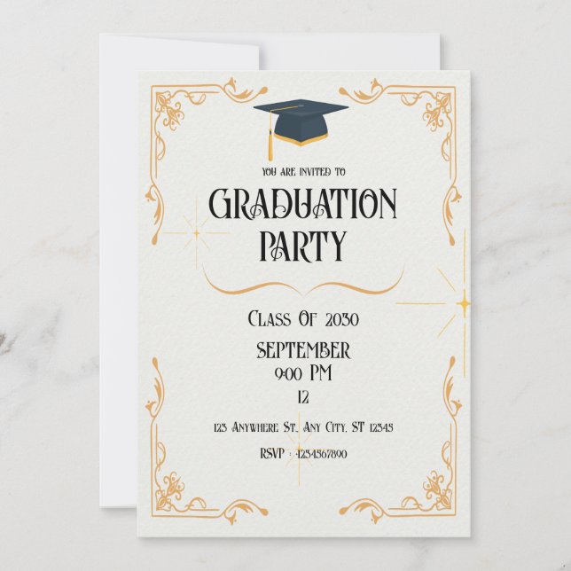 Minimalist White Graduation Party Invitation (Front)
