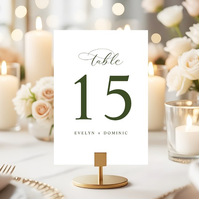 Minimalist White Green  Wedding Table Number Cards (Creator Uploaded)