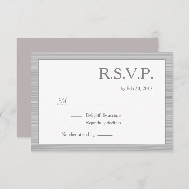 Minimalist white grey stripes blush pink rsvp invitation (Front/Back)