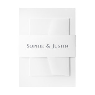 Minimalist White & Grey Wedding Invitation Belly Band