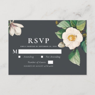 Minimalist White Japanese Camellia Wedding RSVP Enclosure Card