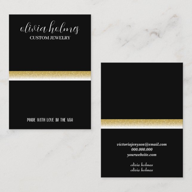 Minimalist white,  jewellery business card (Front/Back)