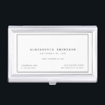 Minimalist White Lawyer Professional Card Case<br><div class="desc">This simple and minimalist business card case features your name and your title in black with thin black border on white background. Personalize it for your needs. Perfect for executives, accountants, lawyers, realtors, financial analysts, consultants, graphic designers, writers, interior designers, and any business professionals. You can find matching products at...</div>