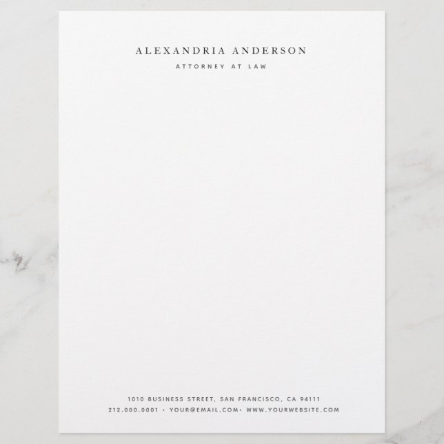 Minimalist White Lawyer Professional Letterhead (Front)