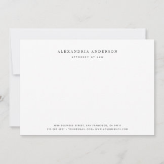 Minimalist White Lawyer Professional Note Card