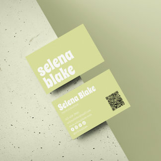 Minimalist white & lime | Modern QR Code Business Card