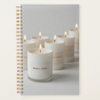 Minimalist white-line candles with tiny flames