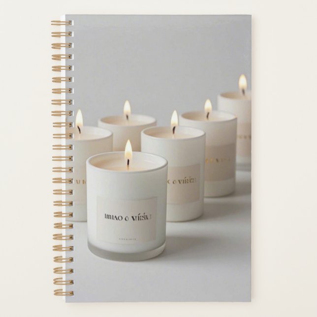 Minimalist white-line candles with tiny flames planner (Front)