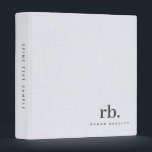 Minimalist White Linen Look Bold Monogram Binder<br><div class="desc">Minimalist White Linen Look Bold Monogram Binder,  Personalized Initial</div>