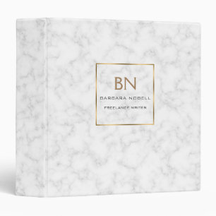 Minimalist White Marble Gold Frame 3 Ring Binder