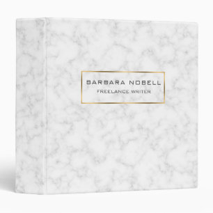 Minimalist White Marble Gold Frame 3 Ring Binder 2