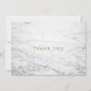Minimalist White Marble Gold Monogram Thank You Card