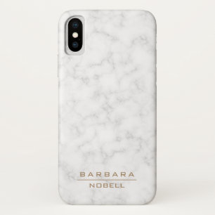 Minimalist White Marble Monogram Gold iPhone X Case-Mate iPhone Case