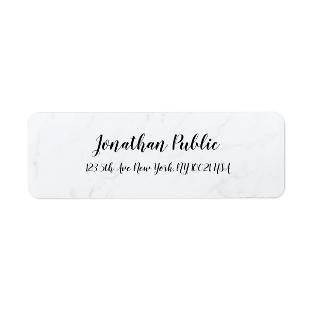 Minimalist White Marble Template Return Address (Front)