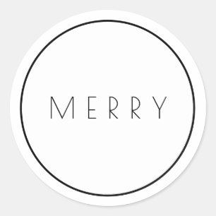 Minimalist White Merry Stickers With Border