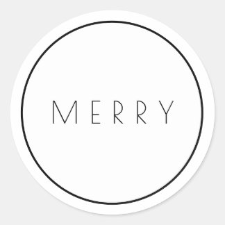 Minimalist White Merry Stickers With Border